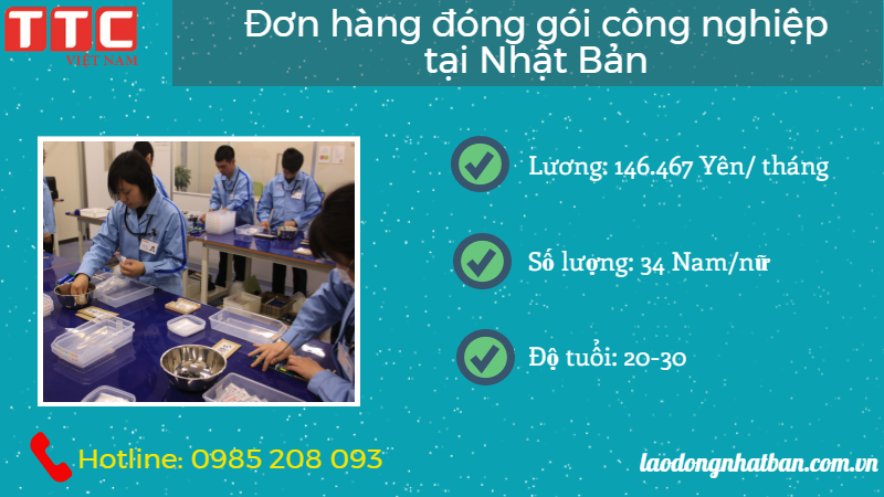 đơn hàng đóng gói công nghiệp tại Nhật Bản