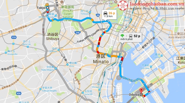 trung tâm tokyo cách odaiba bao xa